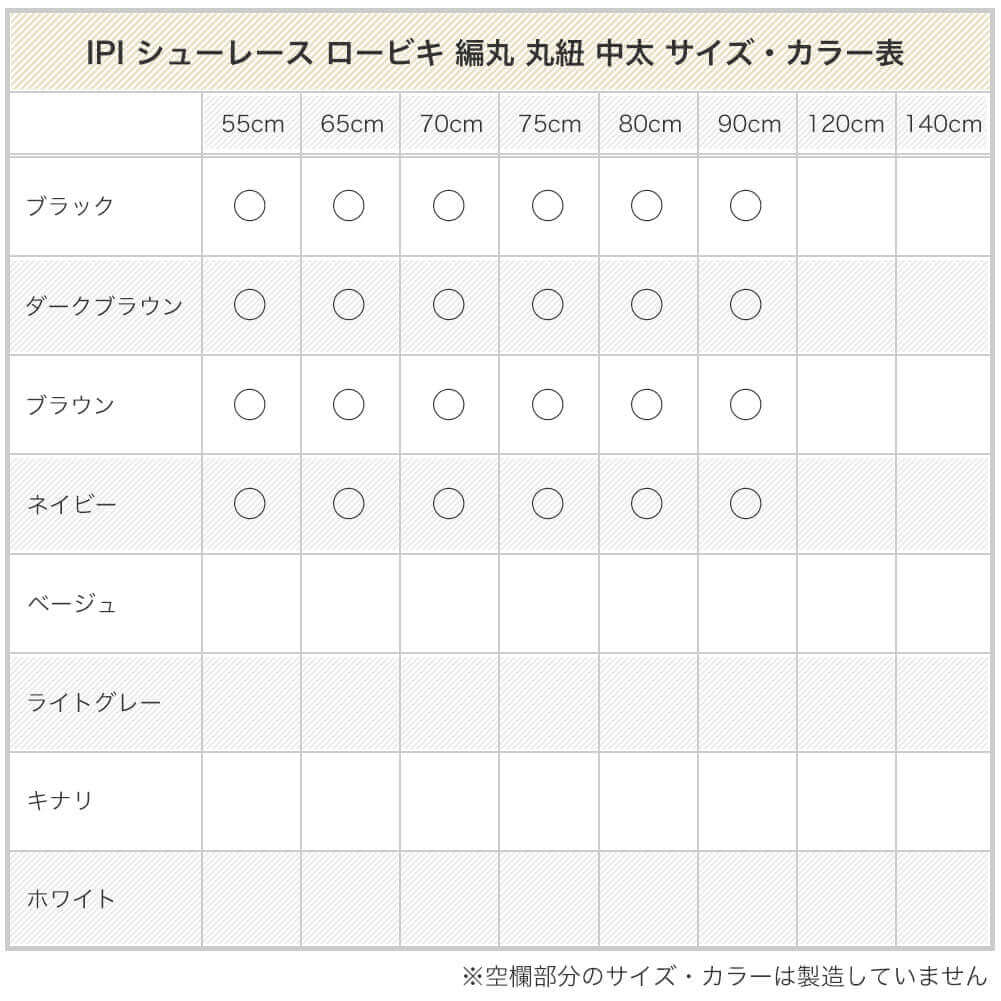 イピ IPI シューレース ロービキ 編丸 丸紐 中太